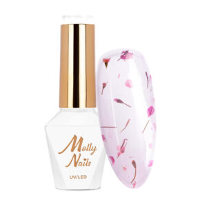 Lakier hybrydowy Molly Nails 8g Nr 152 – fuksja, suszone kwiatki, HEMA Free