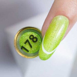 Lakier hybrydowy Molly Nails Neon Flashy Cat Eye Nr 178 – Limonkowy efekt — zdjęcie 2