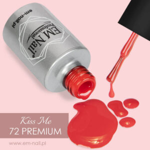 EM Nail Lakier hybrydowy Premium Kiss Me 72 – intensywna czerwień — zdjęcie 2