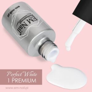 EM Nail Lakier Hybrydowy Premium Perfect White 1 – Klasyczna Biel, TPO-Free — zdjęcie 1