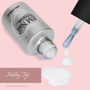 EM Nail Milky Top No Wipe 15ml – mleczny top hybrydowy TPO-Free — zdjęcie 2