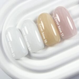 NAILSOFTHEDAY Cover Base NEW Milk 04 – półprzezroczysta mleczna baza hybrydowa ze srebrnym brokatem, 10 ml — zdjęcie 2