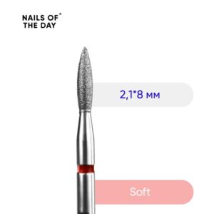 NAILSOFTHEDAY Frez diamentowy płomyk czerwony 2,1 × 8 mm – do skórek