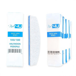 Nail4u Pilnik Podofile BASIC MINI Łódka Halfmoon 100/180 (25 sztuk) - Jednorazowy Pilnik