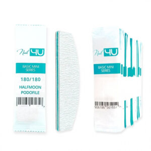 Nail4u Pilnik Podofile BASIC MINI Łódka Halfmoon 180/180 (25 sztuk) – Jednorazowy Pilnik