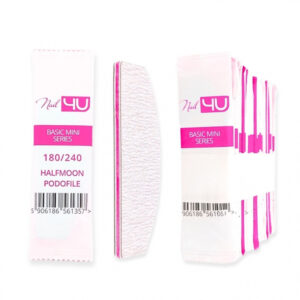 Nail4u Pilnik Podofile BASIC MINI HALFMOON Łódka 180/240 (25 sztuk) – Jednorazowy Pilnik