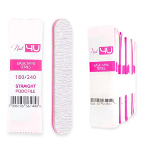 Nail4u Pilnik Podofile BASIC MINI Prosty Straight 180/240 (25 sztuk) – Jednorazowy Pilnik