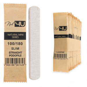 Nail4u Pilnik Podofile Slim Mini STRAIGHT Prosty 100/180 (50 sztuk) – Drewniany, Ekologiczny Pilnik