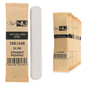Nail4u Pilnik Podofile Slim Mini STRAIGHT Prosty 180/240 (50 sztuk) – Drewniany, Ekologiczny Pilnik