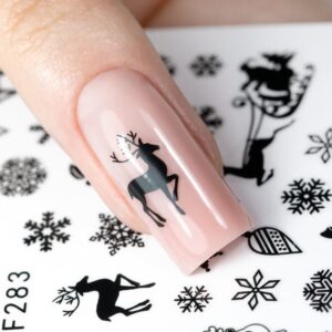 Naklejki cienkie samoprzylepne świąteczne Molly Nails F283 czarne — zdjęcie 1