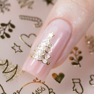 Naklejki do paznokci samoprzylepne świąteczne złote Molly Nails TH-1456 — zdjęcie 2
