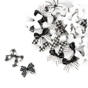 Ozdoby do paznokci kokardki 3D Molly Nails biało-czarne – 30 szt