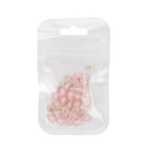 Ozdoby do paznokci kokardki 3D różowo-srebrne – 20 szt — zdjęcie 2