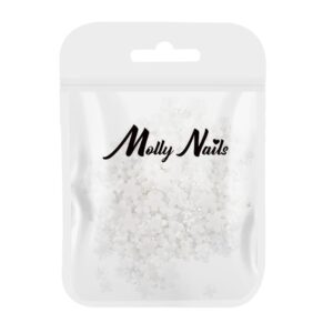 Ozdoby do paznokci kwiatki akrylowe + kulki Molly Nails białe 150 sztuk — zdjęcie 2