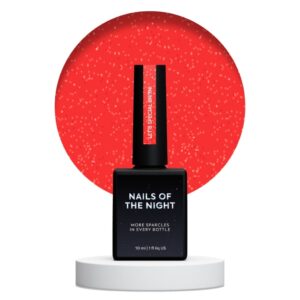 NAILSOFTHEDAY Britni Gel Polish – czerwony lakier hybrydowy z odblaskową drobinką, 10 ml