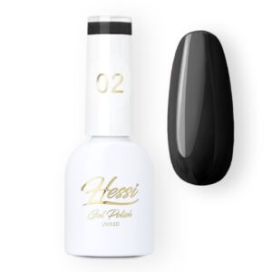 HESSI Lakier Hybrydowy 02 Czarny 6 ml – głęboka czerń bez marszczenia — zdjęcie 1