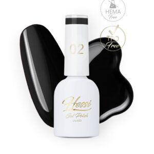 HESSI Lakier Hybrydowy 02 Czarny 6 ml – głęboka czerń bez marszczenia