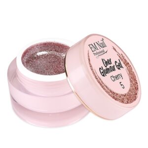 EM NAIL Liner Glamour Gel Cherry 5 – różowy żel brokatowy do zdobień — zdjęcie 2