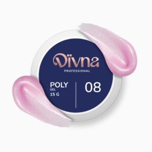 DIVNA PolyGel 08 15g różowy akrylożel do przedłużania paznokci z drobinkami