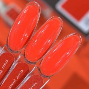 NAILSOFTHEDAY Dopamine – pomarańczowy lakier hybrydowy z delikatną drobinką 10 ml — zdjęcie 3