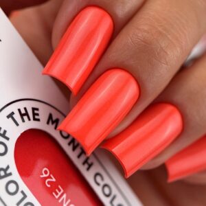 NAILSOFTHEDAY Dopamine – pomarańczowy lakier hybrydowy z delikatną drobinką 10 ml — zdjęcie 4