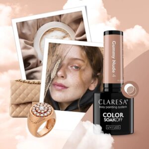 Claresa Nude Glow Gummy Nude 4 5g – karmelowo-beżowy lakier hybrydowy — zdjęcie 3
