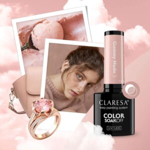 Claresa Nude Glow Gummy Nude 3 5g – brzoskwiniowo-różowy lakier hybrydowy — zdjęcie 3