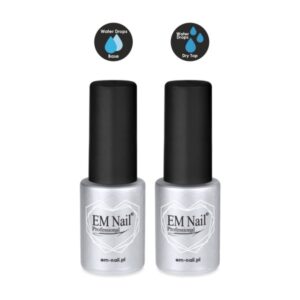 EM Nail Water Drops Base + Top Coat 6ml Zestaw Efekt Kropli Rosy