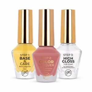 MollyNails Vinyl Effect System 3-Step Essentials Set Rose Pink Manicure Klasyczny