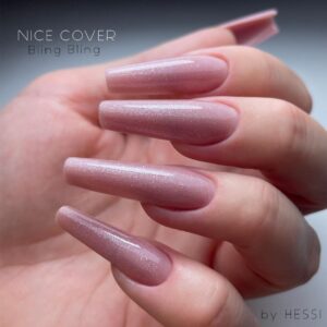 HESSI Żel Budujący NICE COVER BLING BLING 60ml – Naturalny Cover z Drobinką — zdjęcie 4