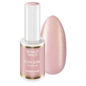 Boska Nails City Girl Rubber Base Pink Energy Baza Kauczukowa Nude z Drobinkami 10 ml