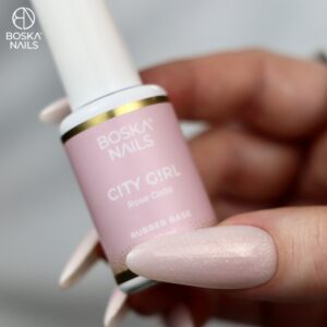 Boska Nails City Girl Rubber Base Rose Code Mleczna Baza Kauczukowa Nude z Drobinkami 10 ml