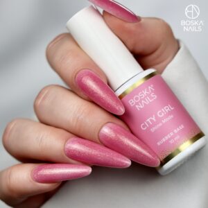 Boska Nails City Girl Rubber Base Shine Mode Soczysta Różowa Baza Kauczukowa Glow 10 ml