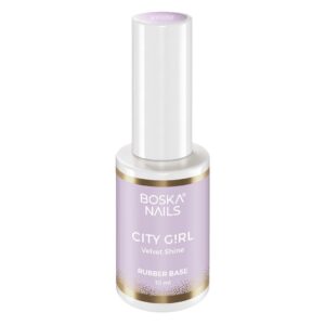 Boska Nails City Girl Rubber Base Velvet Shine Mleczno-Fioletowa Baza Kauczukowa z Drobinkami 10 ml