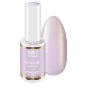 Boska Nails City Girl Rubber Base Velvet Shine Mleczno-Fioletowa Baza Kauczukowa z Drobinkami 10 ml