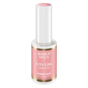 Boska Nails City Girl Rubber Base Warm Glow Ciepła Różowa Baza Kauczukowa z Drobinkami 10 ml