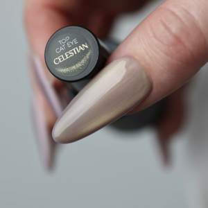 Boska Nails Celestian Cat Eye No Wipe 10 ml – Top Hybrydowy ze Złotą Drobinką - obrazek 5