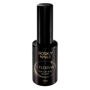Boska Nails Celestian Cat Eye No Wipe 10 ml – Top Hybrydowy ze Złotą Drobinką