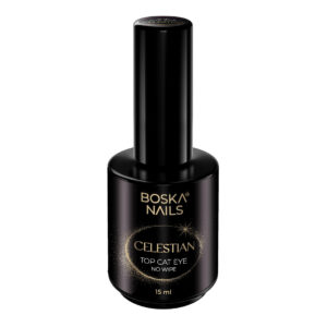 Boska Nails Celestian Cat Eye No Wipe 15 ml – Top Hybrydowy ze Złotą Drobinką