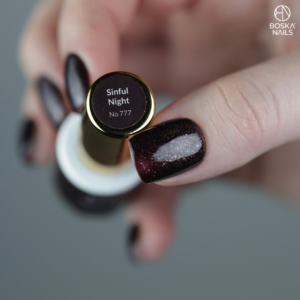 Boska Nails DARK ROMANCE Sinful Night 777 – Lakier Hybrydowy Ciemny Brąz z Drobinkami 6 ml - obrazek 4