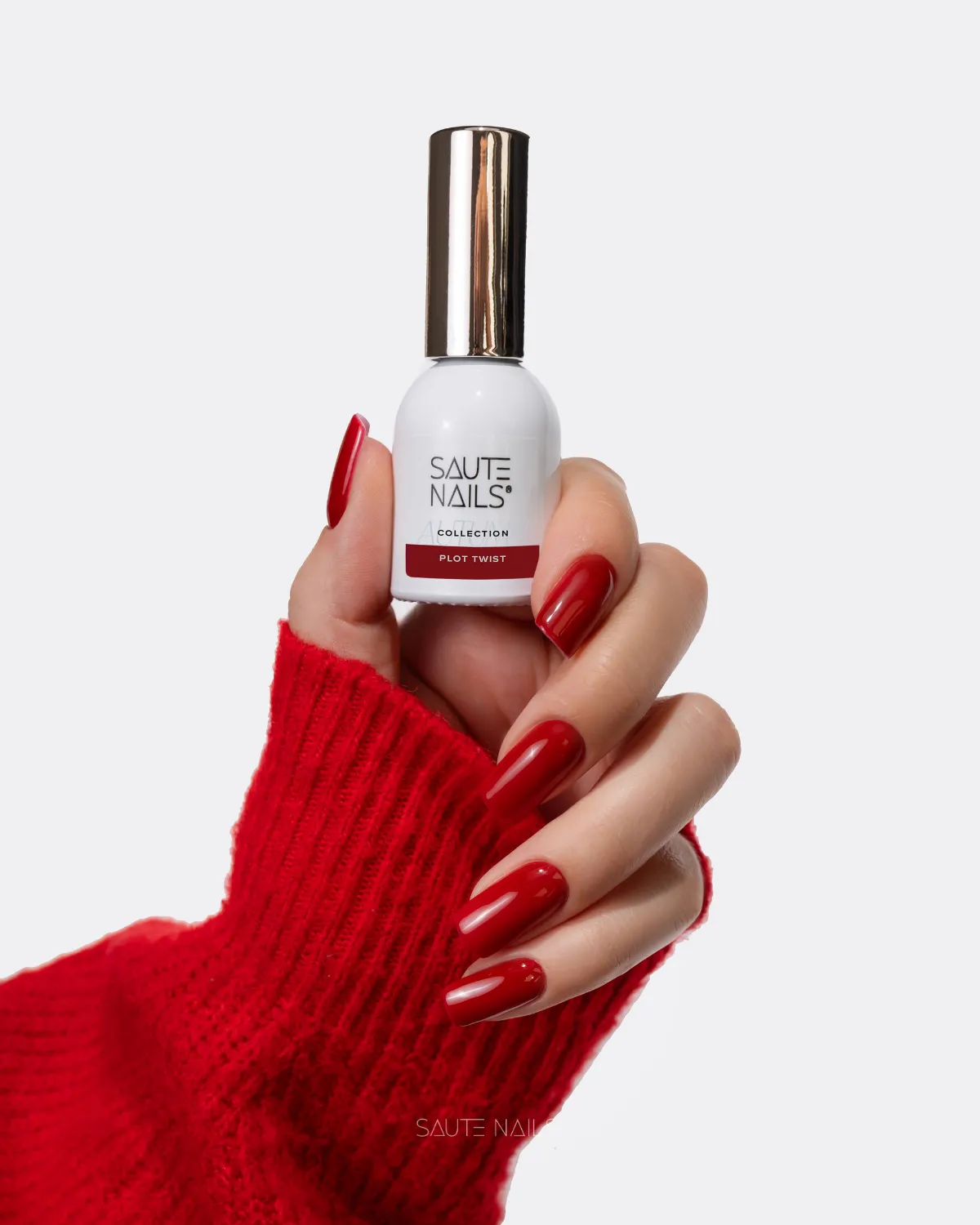 Saute Nails Plot Twist 8ml – Czerwony Lakier Hybrydowy Autumn Society Edycja Limitowana - obrazek 2