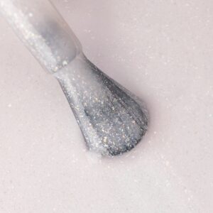 PB Nails Baza hybrydowa Rubber Cloud Base 8ml – mleczna biel ze srebrzystym pyłem — zdjęcie 1