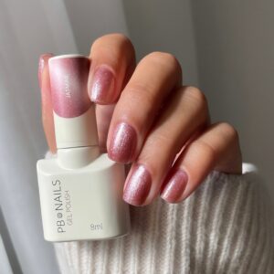 PB Nails Lakier hybrydowy Jasmine 8ml – różowo-liliowy Cat Eye — zdjęcie 2