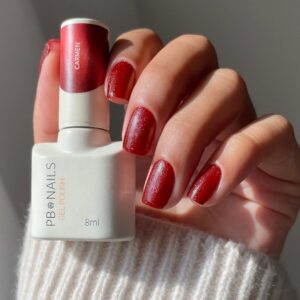PB Nails Lakier hybrydowy Carmen 8ml – ognista czerwień Cat Eye — zdjęcie 2