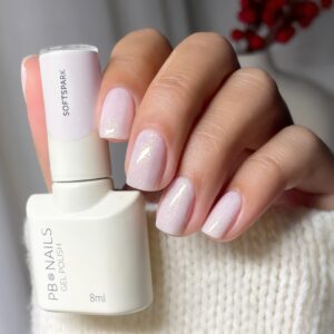 PB NAILS Lakier hybrydowy Softspark - mleczno-różowy z drobinką, 8 ml — zdjęcie 2