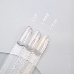 PB NAILS Starlight Top Coat - transparentny top hybrydowy z multikolorową drobinką, 8 ml — zdjęcie 2