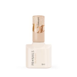 PB NAILS Starlight Top Coat - transparentny top hybrydowy z multikolorową drobinką, 8 ml