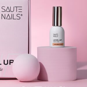 Saute Nails BiB Level UP Golden Hour 8ml – żel budujący w butelce ciepły beż — zdjęcie 3