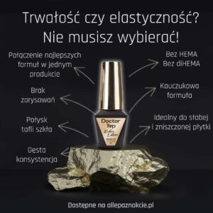 Rubber Doctor Top MollyLac kauczukowy samonaprawiający się top no wipe HEMA/Di-HEMA Free clear 10 g — zdjęcie 7