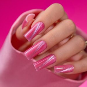 Saute Nails Cat Eye Effect E07 – jasnoróżowy lakier hybrydowy z efektem kociego oka 8ml — zdjęcie 1